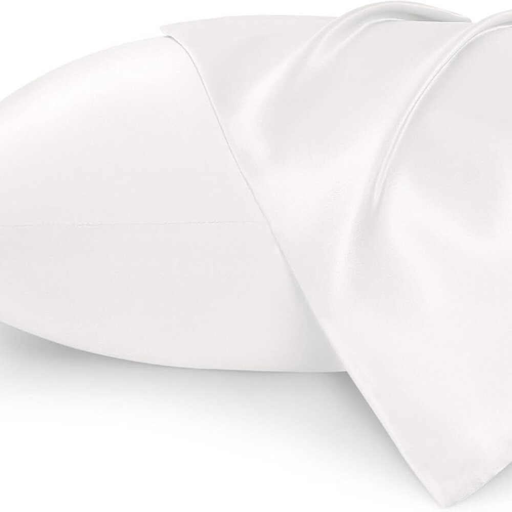 Bedsure Satin Pillowcase Standard Set of 2 - Ivory Silky Pillow Cases for Hair a